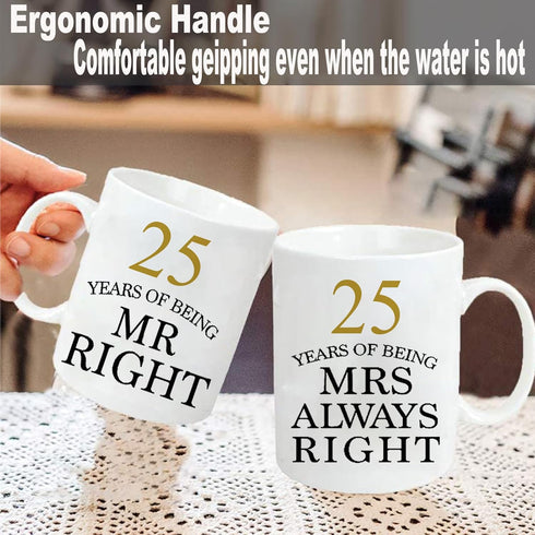 25th Wedding Coffee Mugs Set